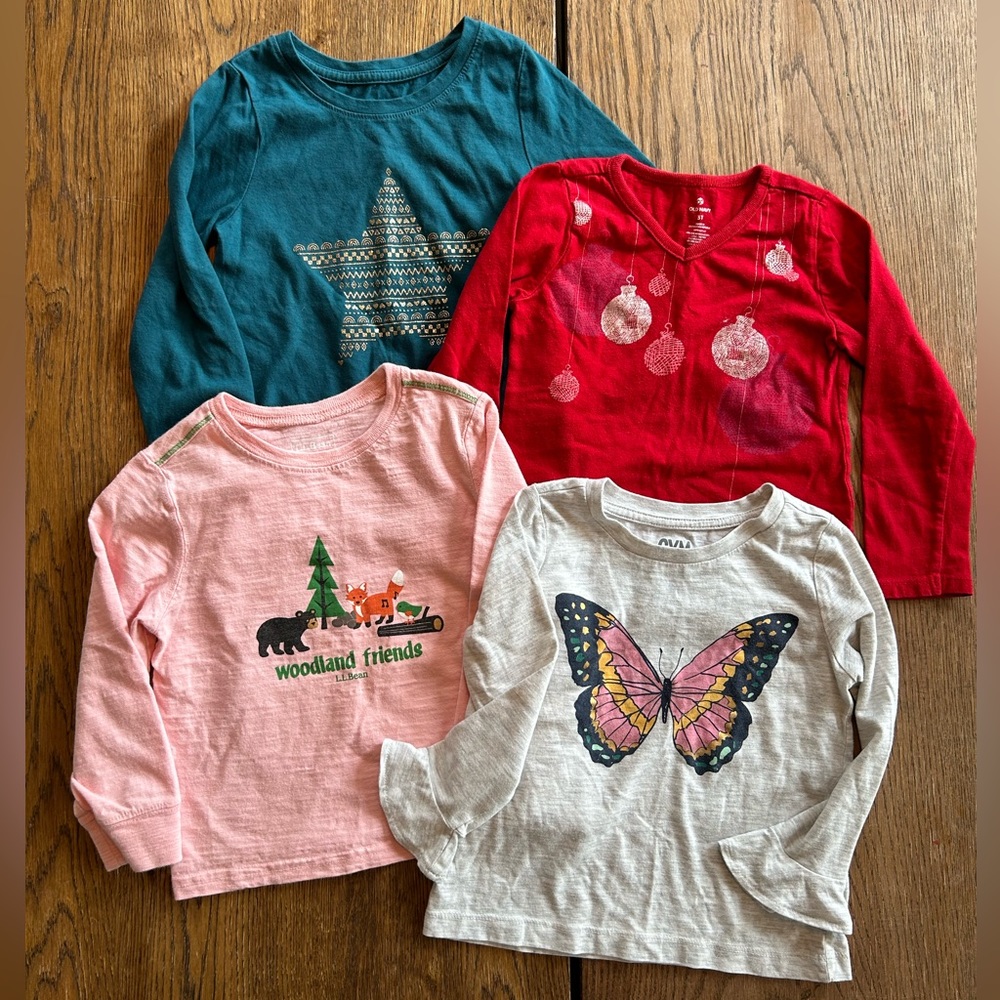 Set of 4 Toddler Girl’s Long Sleeve Tops Size 3T